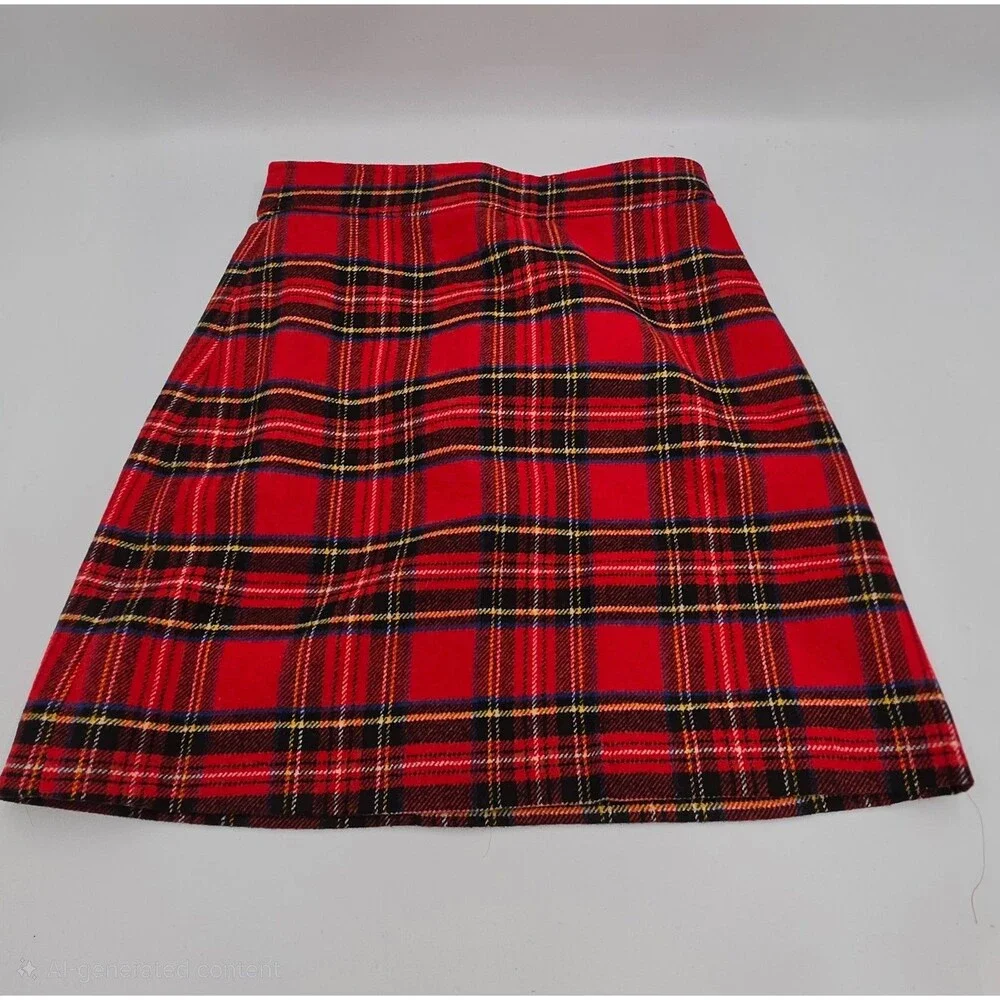 J.Crew Women’s Size 00 Red Tartan Plaid A Line Mini Skirt Holiday Preppy Wool